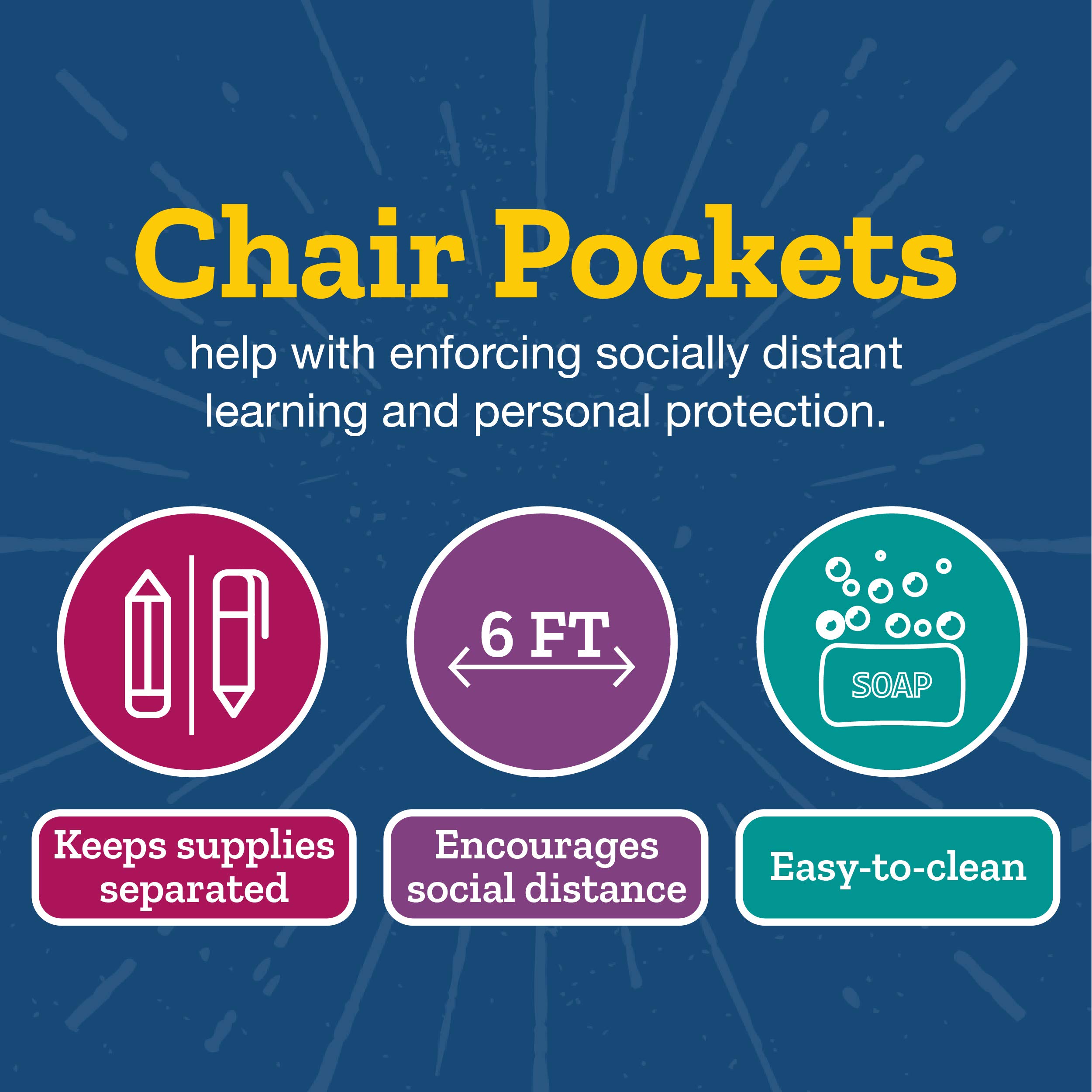 Really Good Stuff Classic Student Book Collection Chair Pockets – 6 Pack – Black/Purple - Image 6