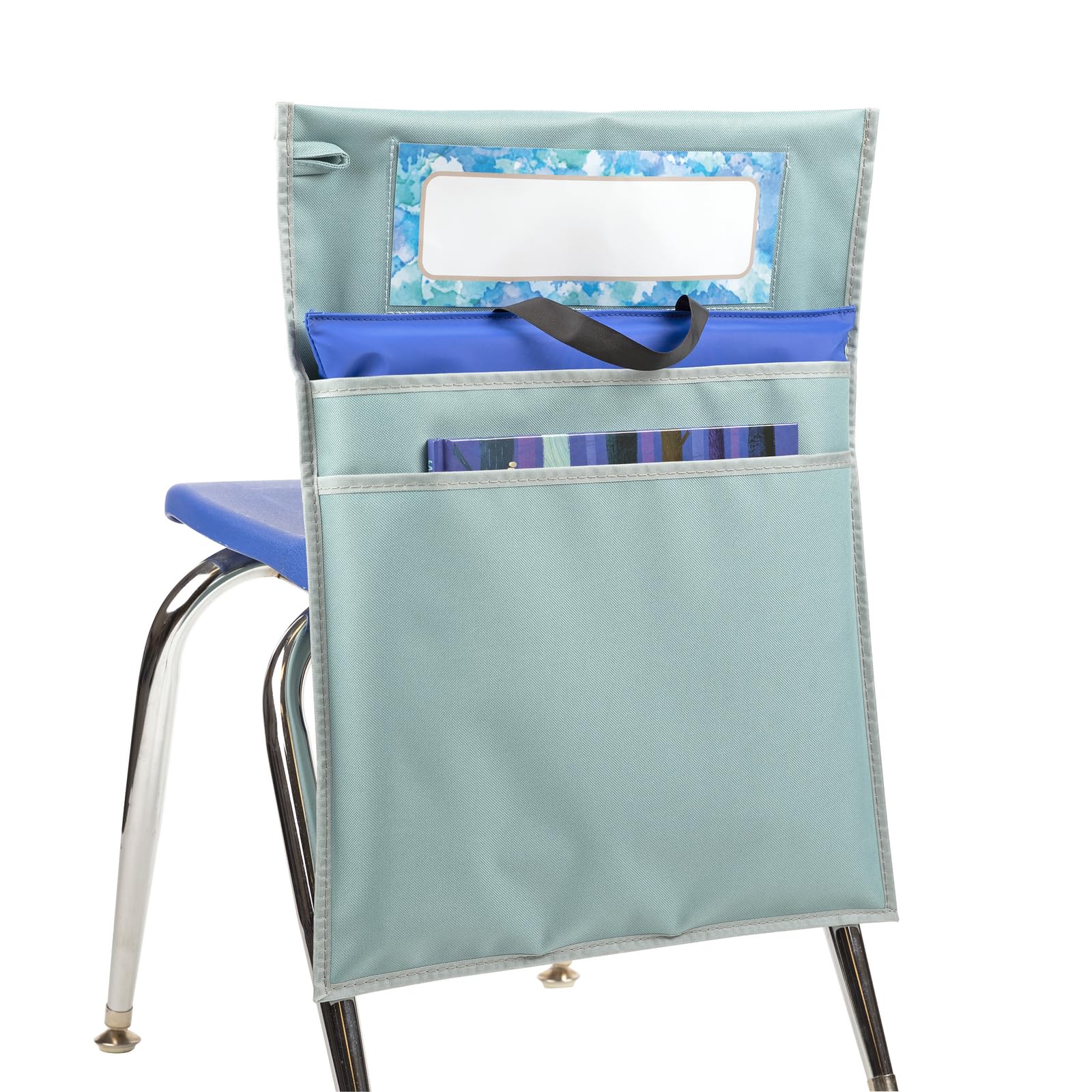 Really Good Stuff Store More Dual Storage Deep Pocket Chair Pocket with Sit Upon- Calm and Cool Colors - Set of 6 - Image 3