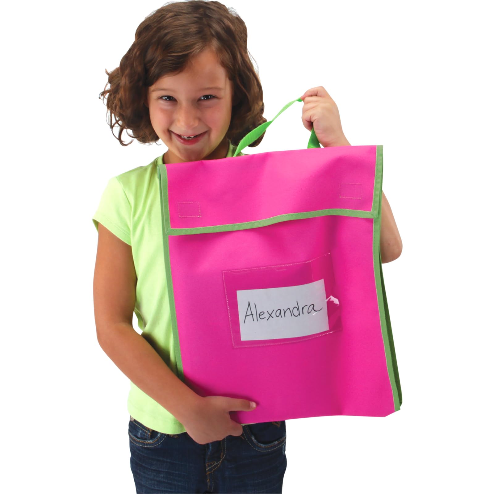 Really Good Stuff Store More Large Book Pouches, 36 Pack, Neon, Stitched-On Handle, Clear Name Tag Pocket, Durable Fabric, Water Resistant, Send Home Books and Homework - Image 5