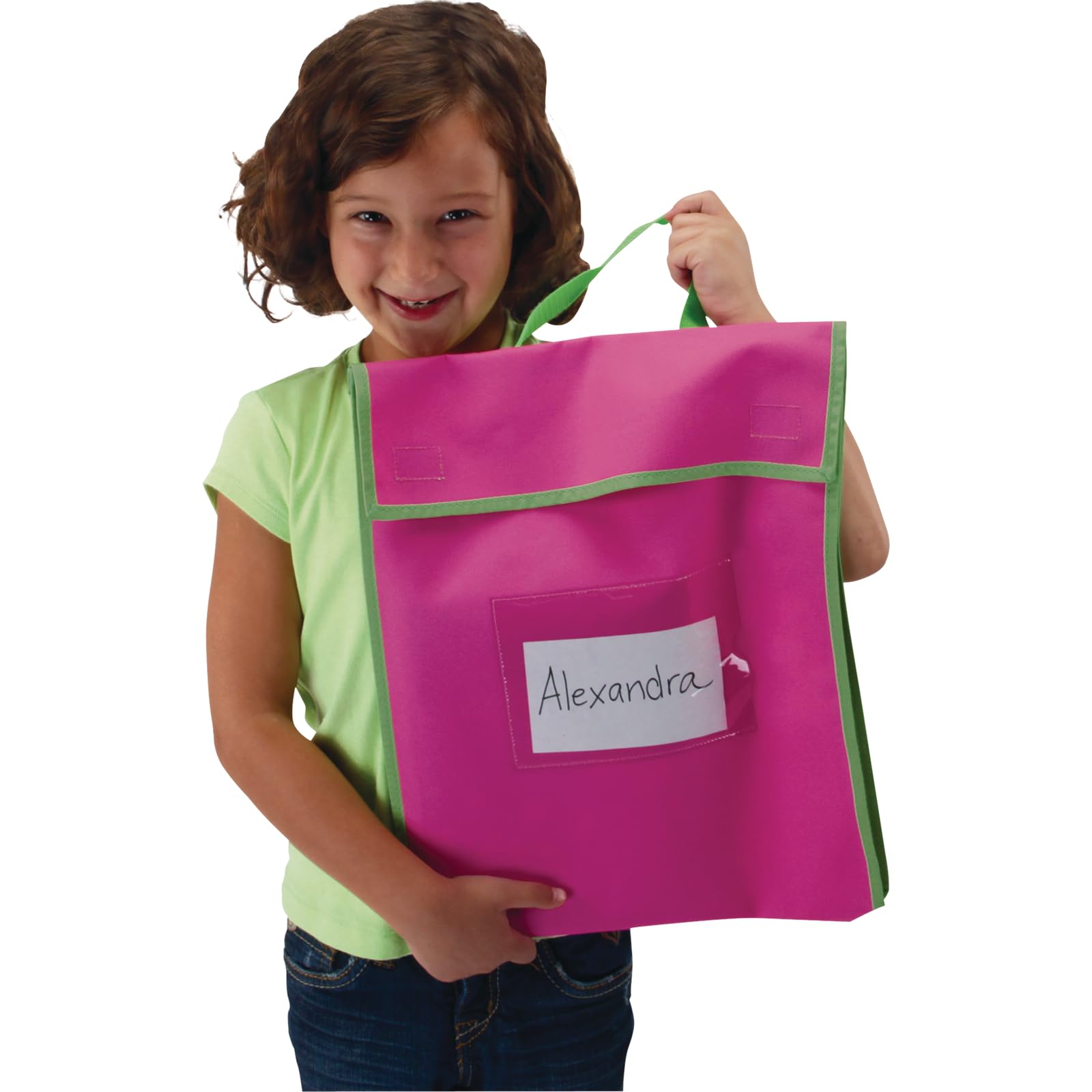 Really Good Stuff Store More Large Book Pouches, 4 Pack, Neon, Stitched-On Handle, Clear Name Tag Pocket, Durable Fabric, Water Resistant, Send Home Books and Homework - Image 5
