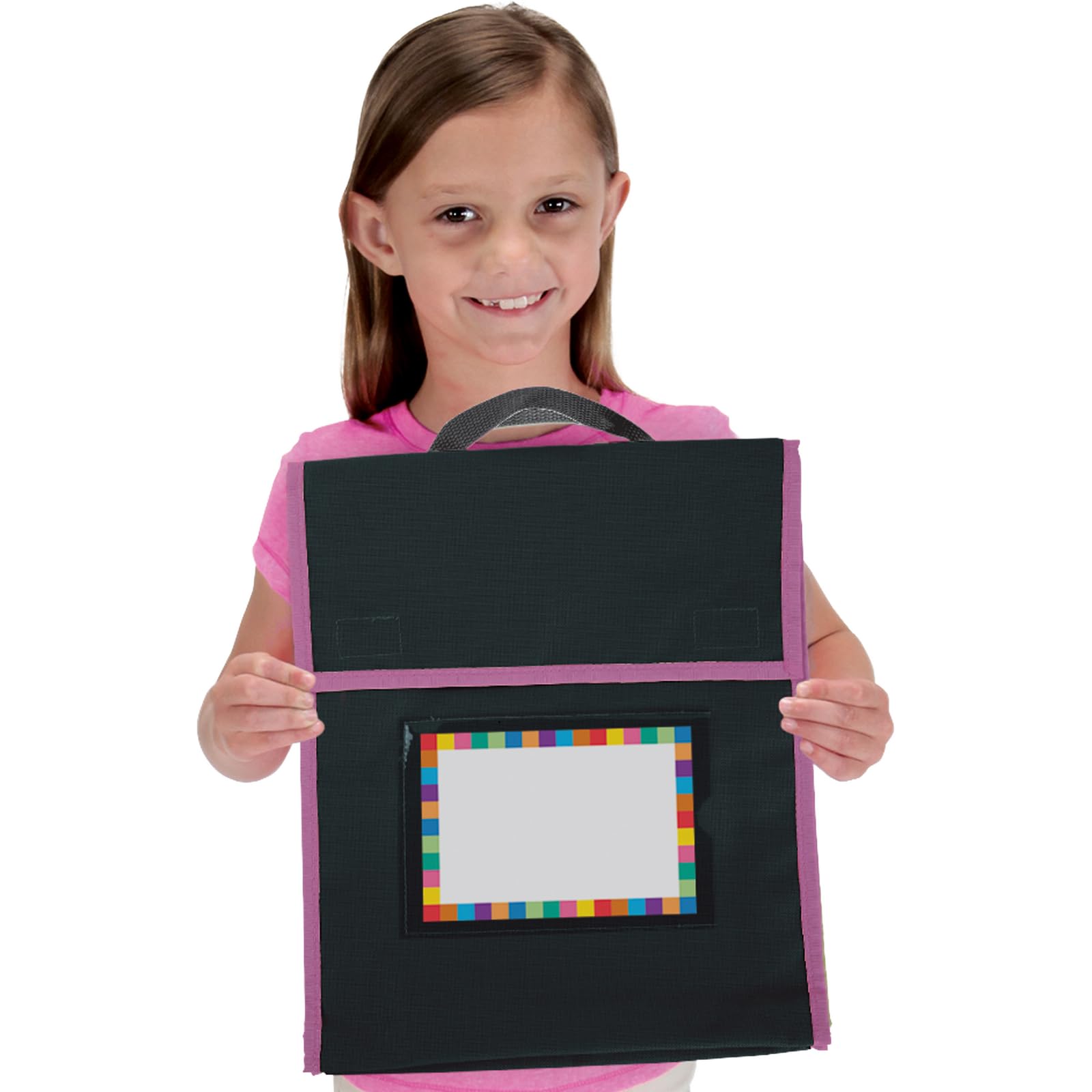 Really Good Stuff Store More Medium Book Pouch, Single, Black, Stitched-On Handle, Clear Name Tag Pocket, Durable Fabric, Water Resistant, Send Home Books and Homework - Image 3