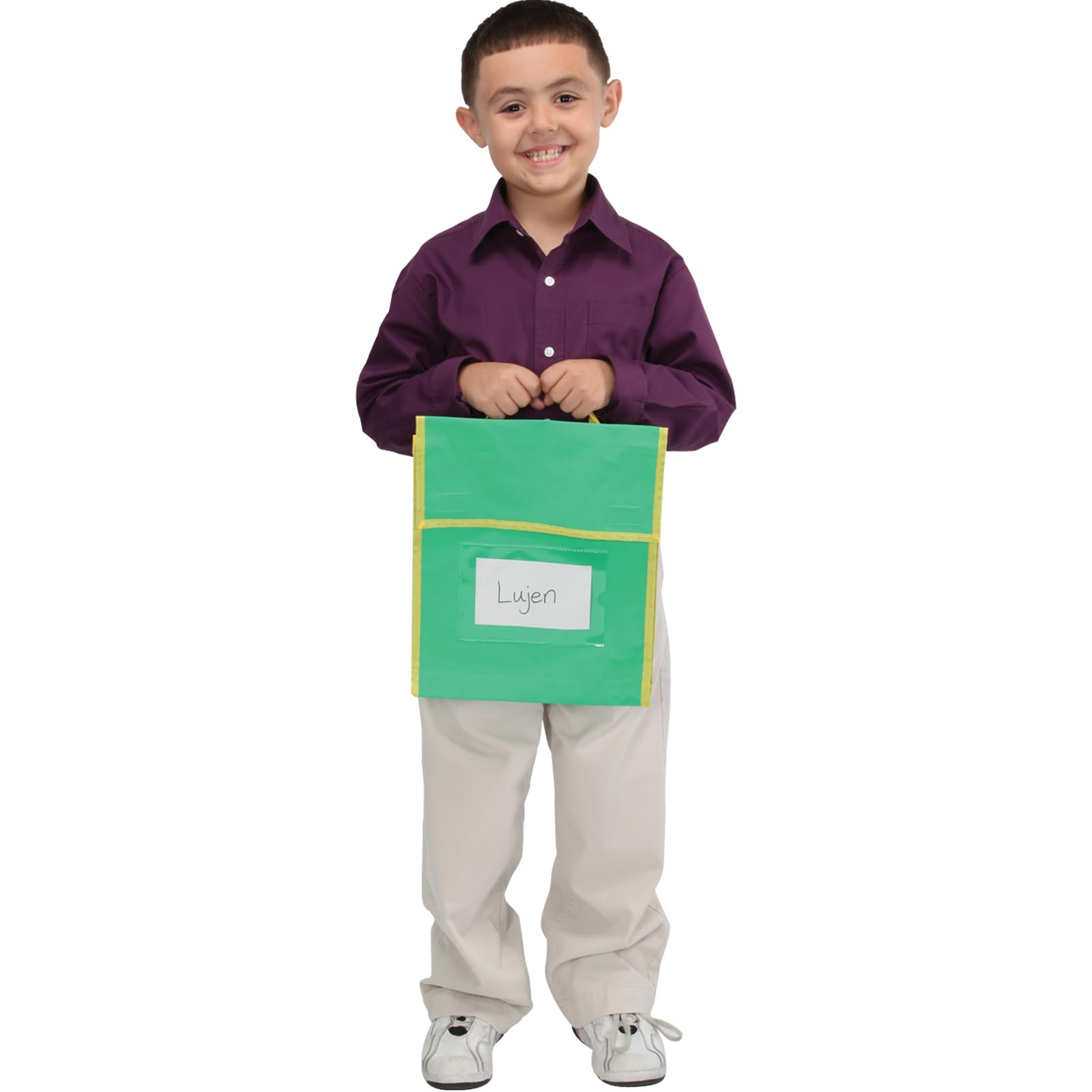 Really Good Stuff Store More Medium Book Pouches, 36 Pack, Primary Colors, Stitched-On Handle, Clear Name Tag Pocket, Durable Fabric, Water Resistant, Send Home Books and Homework - Image 5