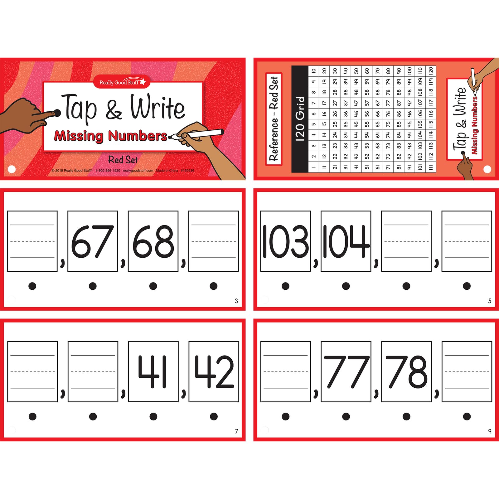 Really Good Stuff Tap & Write Reading & Math Skills Set: CVC, Blends & Digraphs, Missing Numbers - Image 4