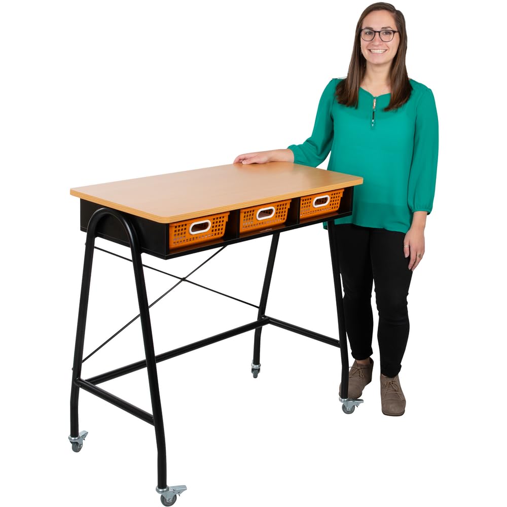 Really Good Stuff Teacher Standing Desk with Baskets - 1 Standing Desk, 3 Baskets - Image 4