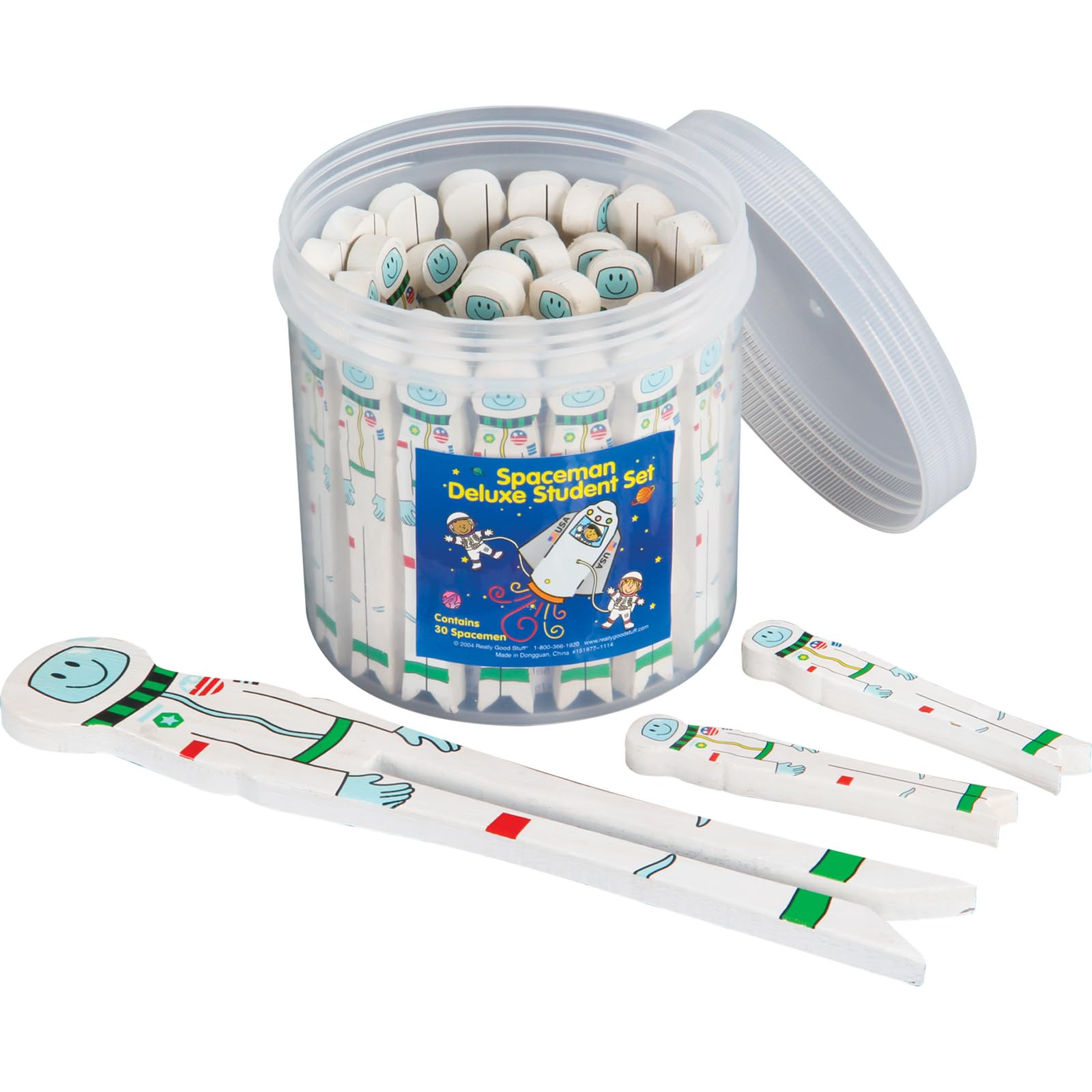 Really Good Stuff Teacher & Student Spaceman Kit – 30 Student Size, 1 Teacher Size With Reusable Storage Container | Writing Spacers For Kids, Learning Tool, Finger Spacing, Classroom Must Haves