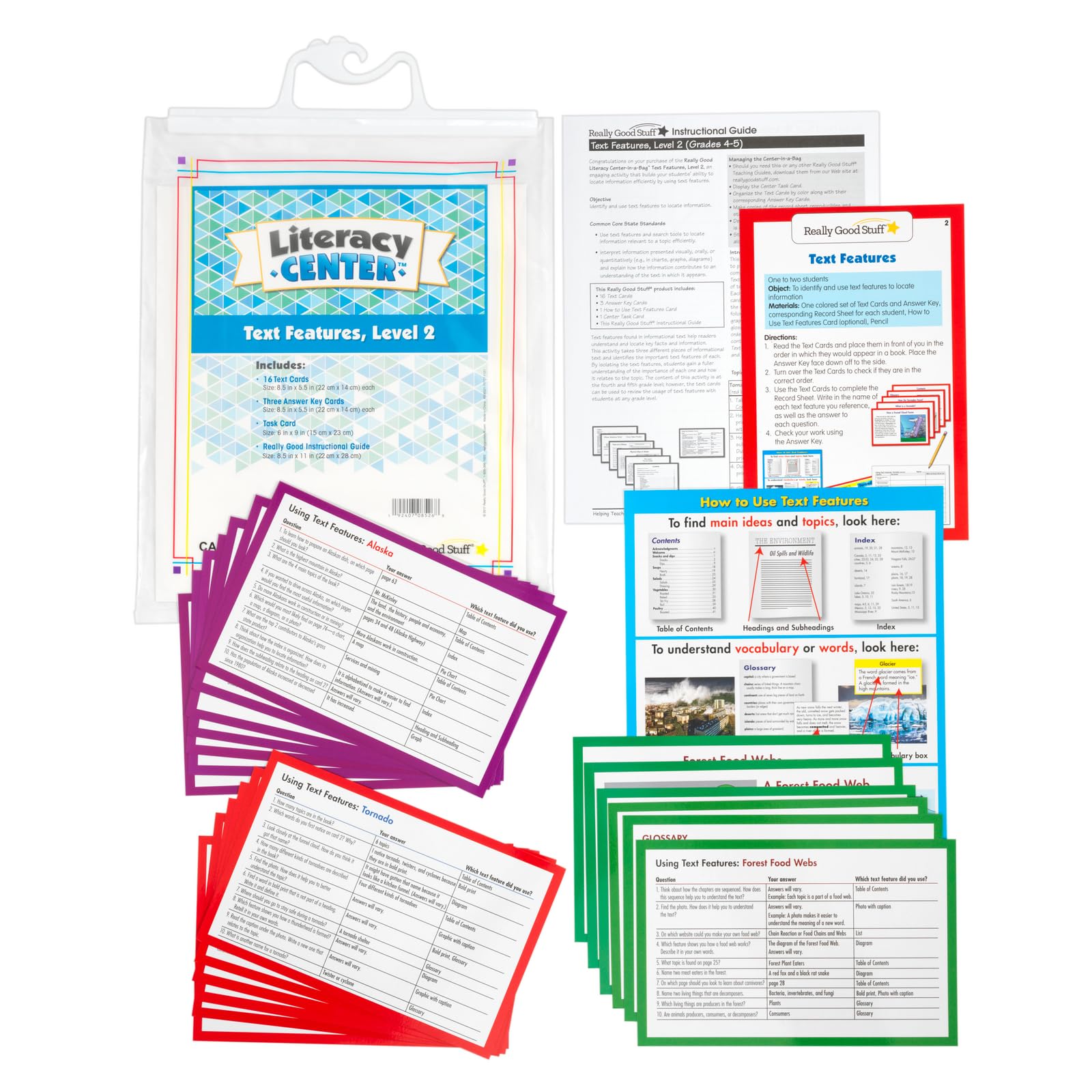 Really Good Stuff Text Features Level 2 Literacy Center™ - 1 Literacy Center