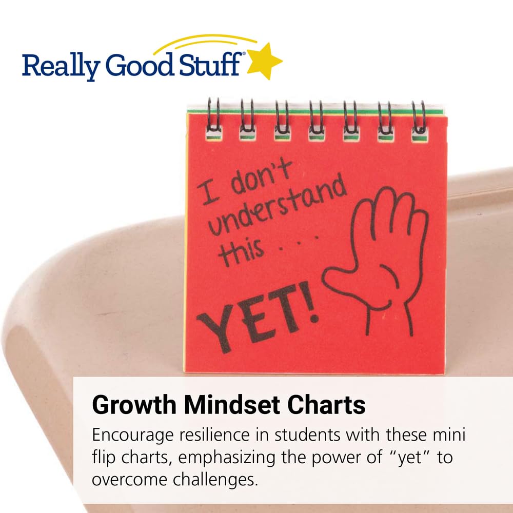 Really Good Stuff The Power of Yet! Self-Assessment Mini Flip Chart, Set of 12 – Self-Assessment Cards for Students in Grades K-5, Promote a Growth Mindset with Motivational Messages - Image 3