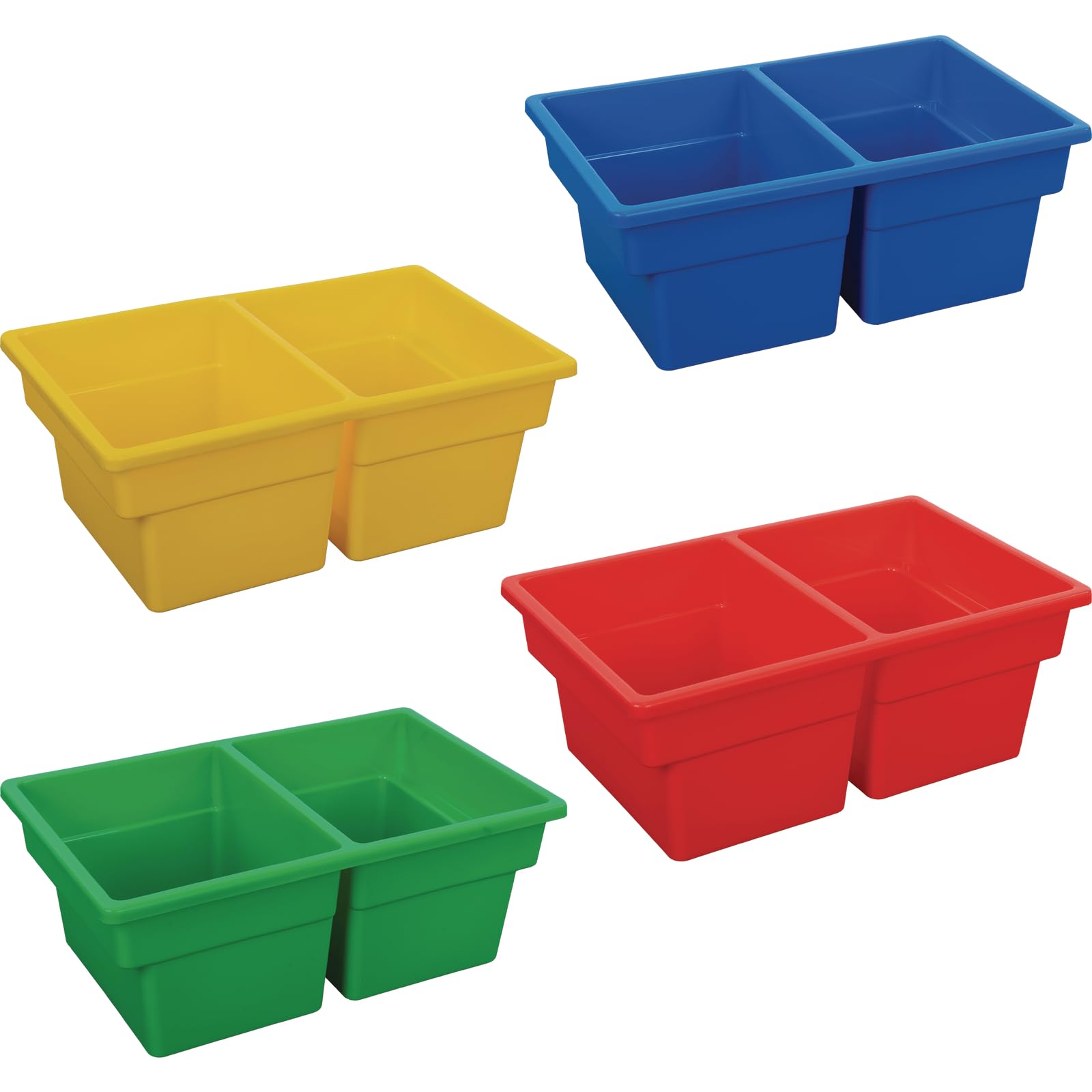 Really Good Stuff Two-Compartment All-Purpose Bins ? 4 Colors ? Set of 12