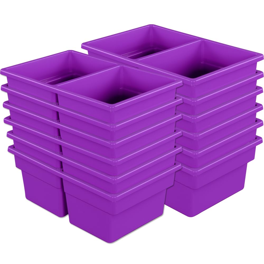 Really Good Stuff Two-Compartment All-Purpose Bins - Set of 12 - Single Colors Purple