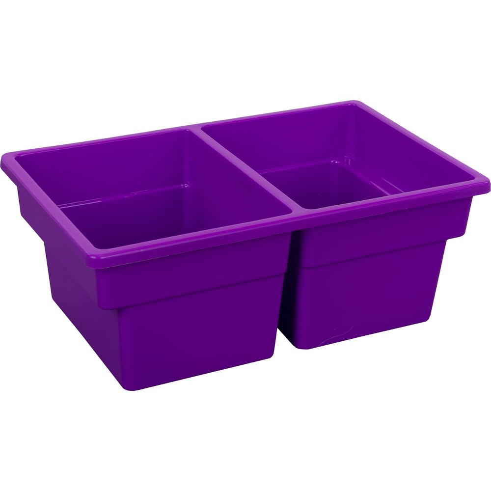 Really Good Stuff Two-Compartment All-Purpose Bins - Set of 12 - Single Colors Purple - Image 2