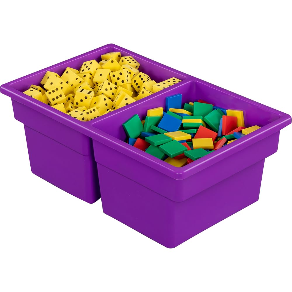 Really Good Stuff Two-Compartment All-Purpose Bins - Set of 12 - Single Colors Purple - Image 4