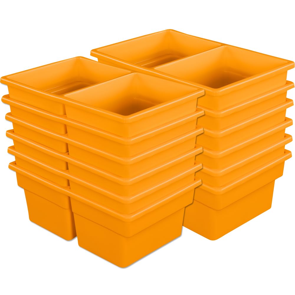 Really Good Stuff Two-Compartment All-Purpose Bins - Set of 12 - Single Colors Orange