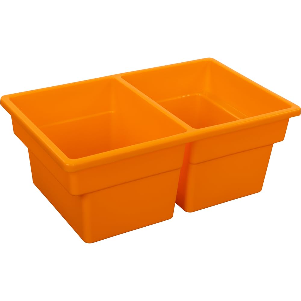 Really Good Stuff Two-Compartment All-Purpose Bins - Set of 12 - Single Colors Orange - Image 2