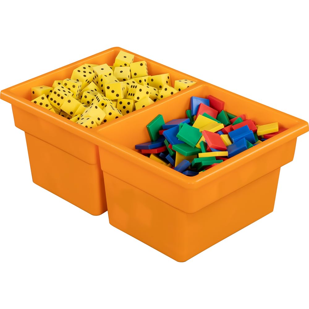 Really Good Stuff Two-Compartment All-Purpose Bins - Set of 12 - Single Colors Orange - Image 4
