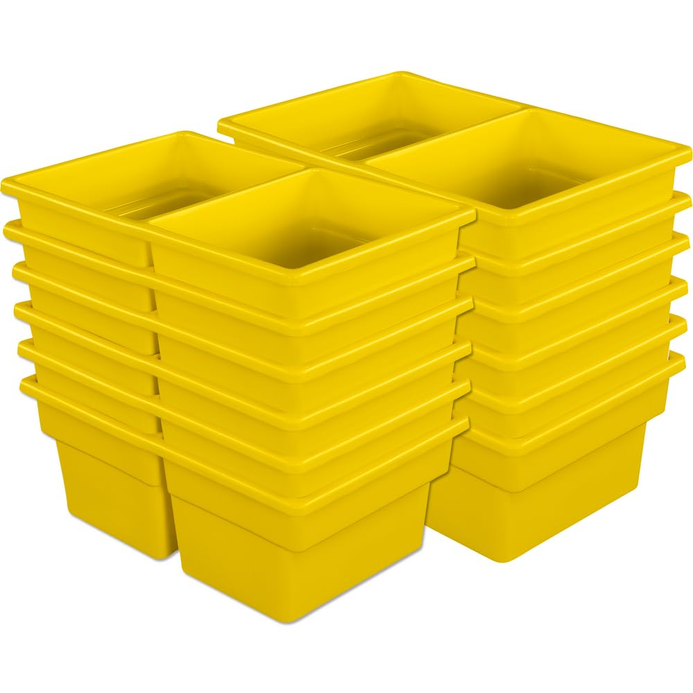 Really Good Stuff Two-Compartment All-Purpose Bins - Set of 12 - Single Colors Yellow