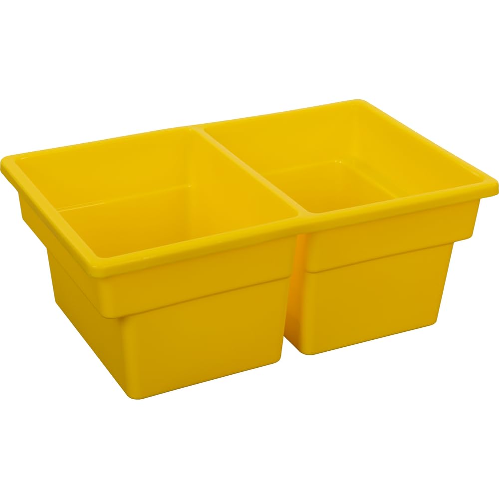 Really Good Stuff Two-Compartment All-Purpose Bins - Set of 12 - Single Colors Yellow - Image 2
