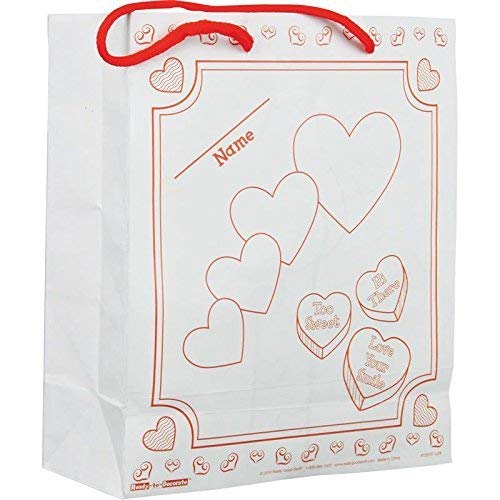 Really Good Stuff Valentine's Day Classroom Gift Bag - 12 Pack - Color and Personalize - Collect and Carry Kids Craft Bags - Image 5