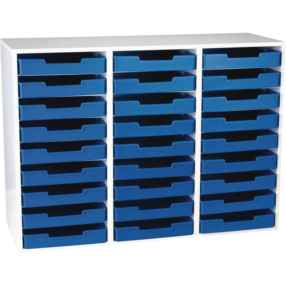 Really Good Stuff White 27-Slot Mail Center with Trays - Blue