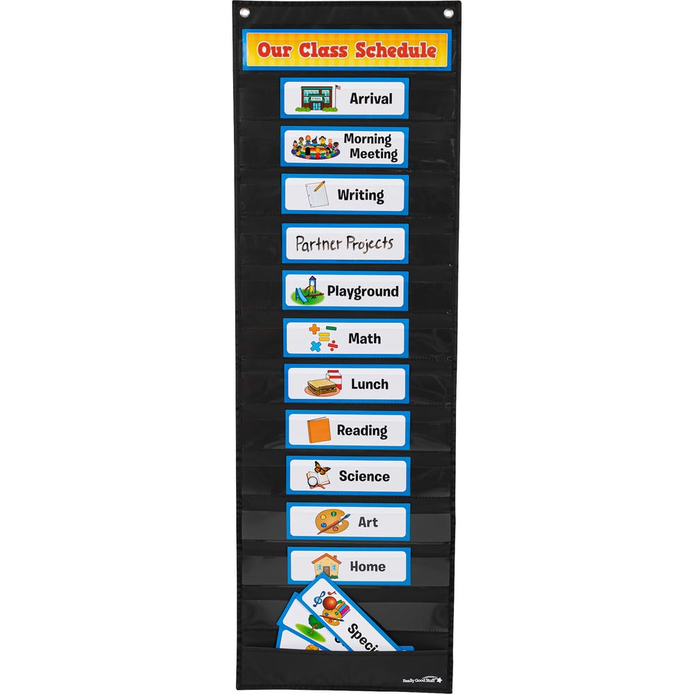 Really Good Stuff Whole-Class Visual Schedule Cards For Pocket Charts - Set of 27 Cards | Classroom Essentials and Must Haves, Teachers Supplies | For Preschool & Elementary - Image 4