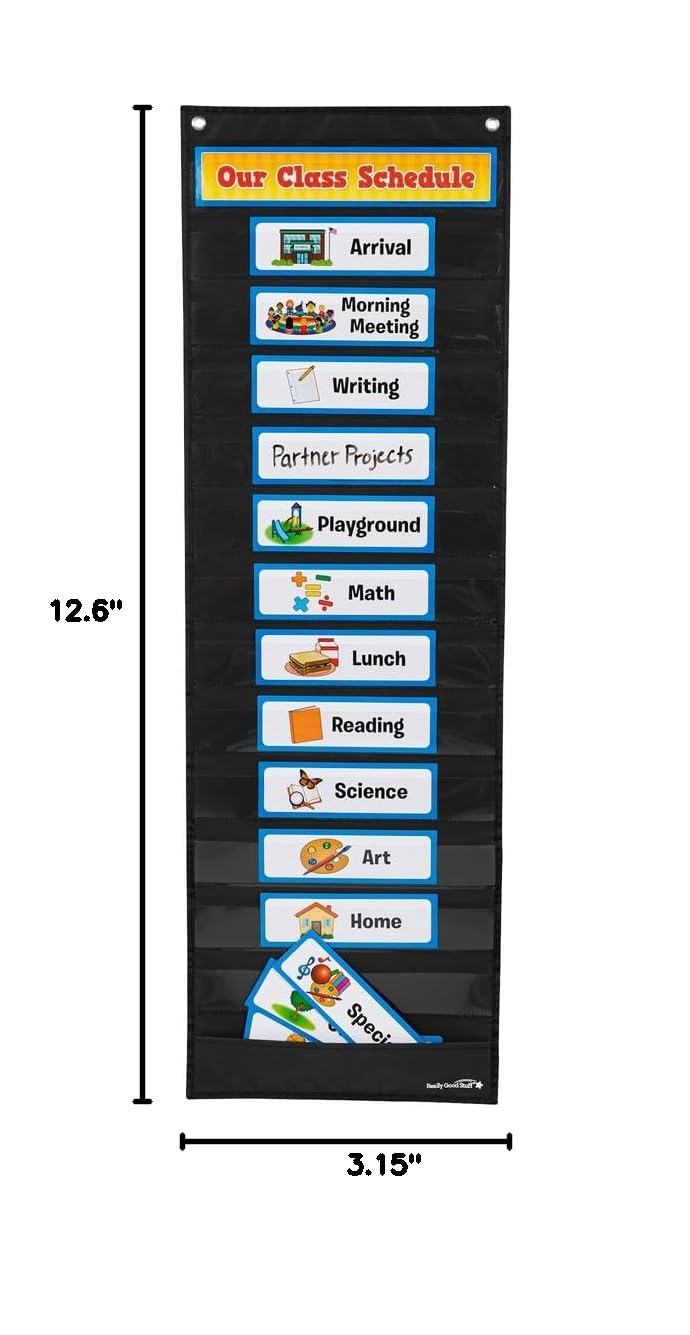 Really Good Stuff Whole-Class Visual Schedule Cards For Pocket Charts - Set of 27 Cards | Classroom Essentials and Must Haves, Teachers Supplies | For Preschool & Elementary - Image 6