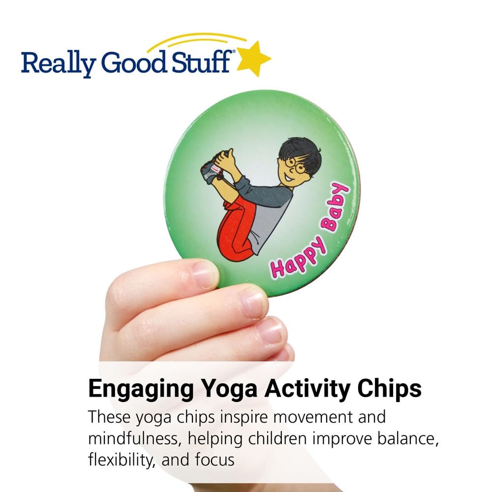 Really Good Stuff Yoga Chips for Kids - 24 Pack -Help Children Calm Down, Exercise, & Focus - Yoga Poses and Mindfulness Activities for the Classroom/Home - Image 3