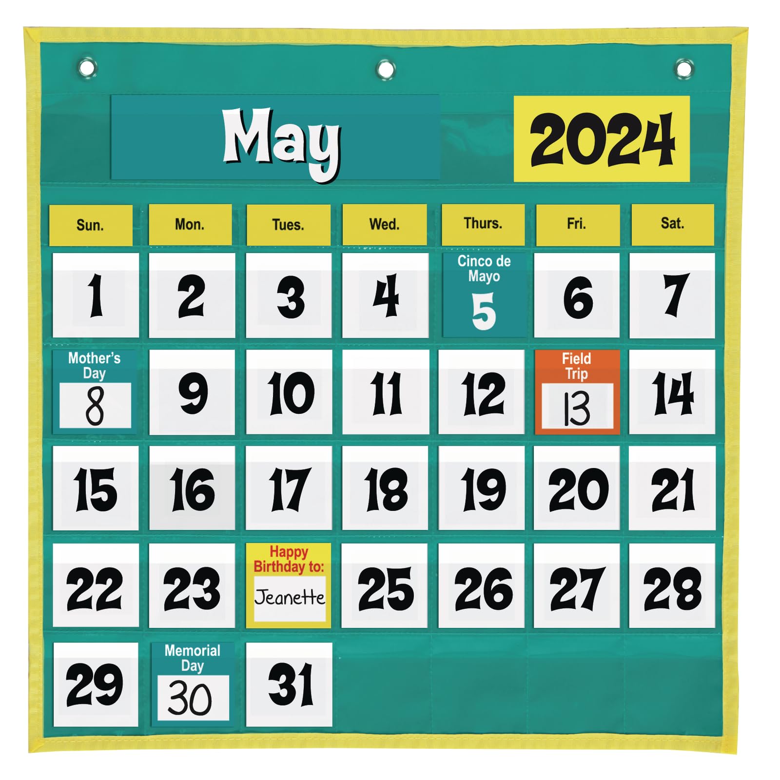 Space-Saver Calendar Pocket Chart™ - 1 Pocket Chart, 64 Cards