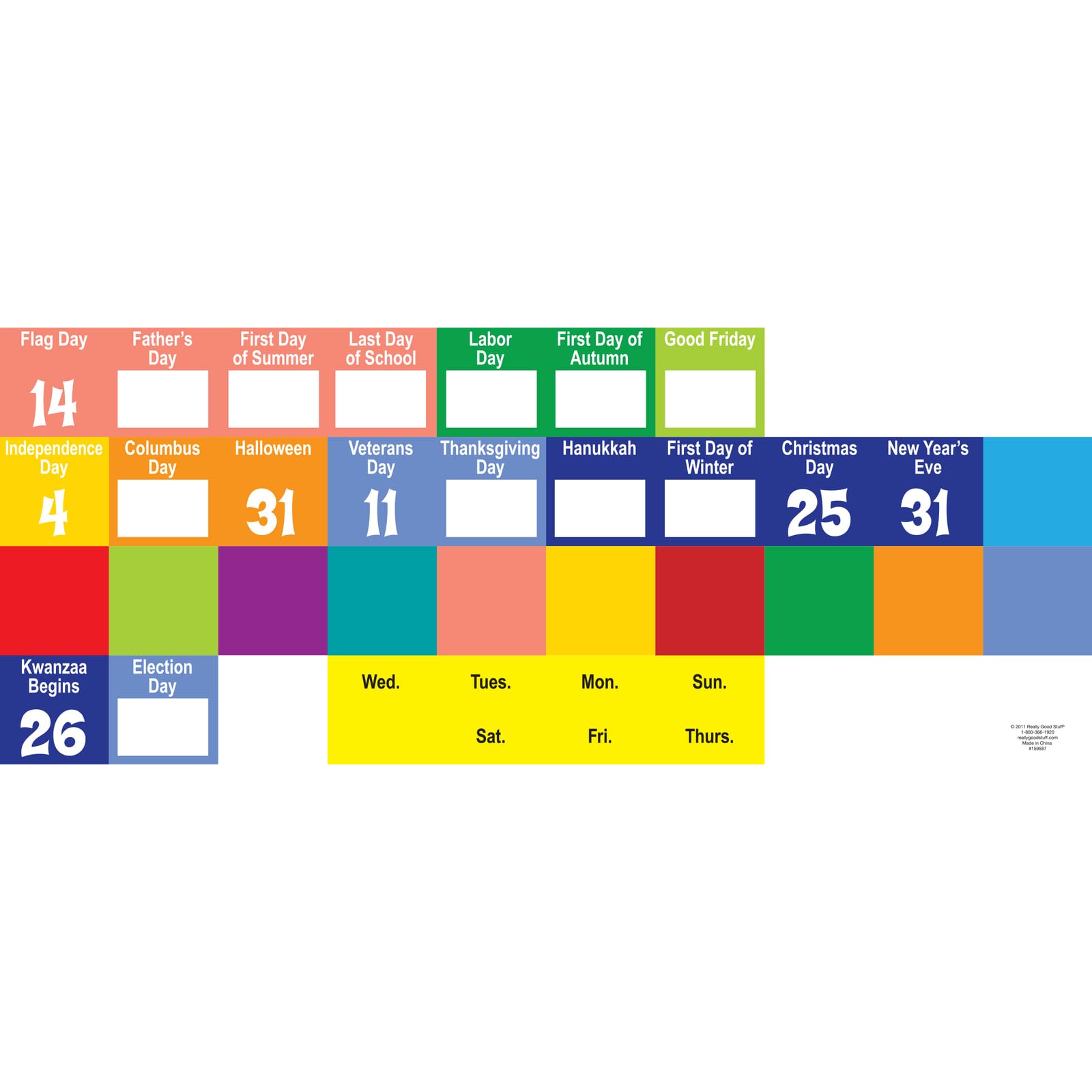 Space-Saver Calendar Pocket Chart™ - 1 Pocket Chart, 64 Cards - Image 3